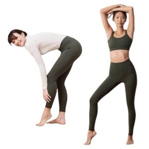 ADAY Brakes On Leggings High Waist Olive Moss Green Size Large Travel Minimalism
